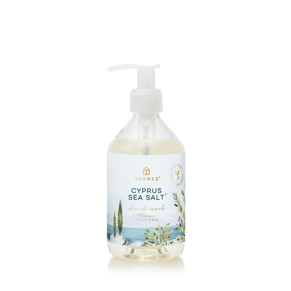 Thymes bottle front packaging showing Mediterranean-inspired design and benefit