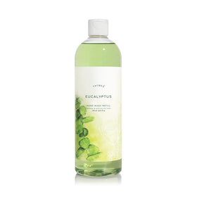 Thymes refill front bottle showing eucalyptus scent and volume benefit