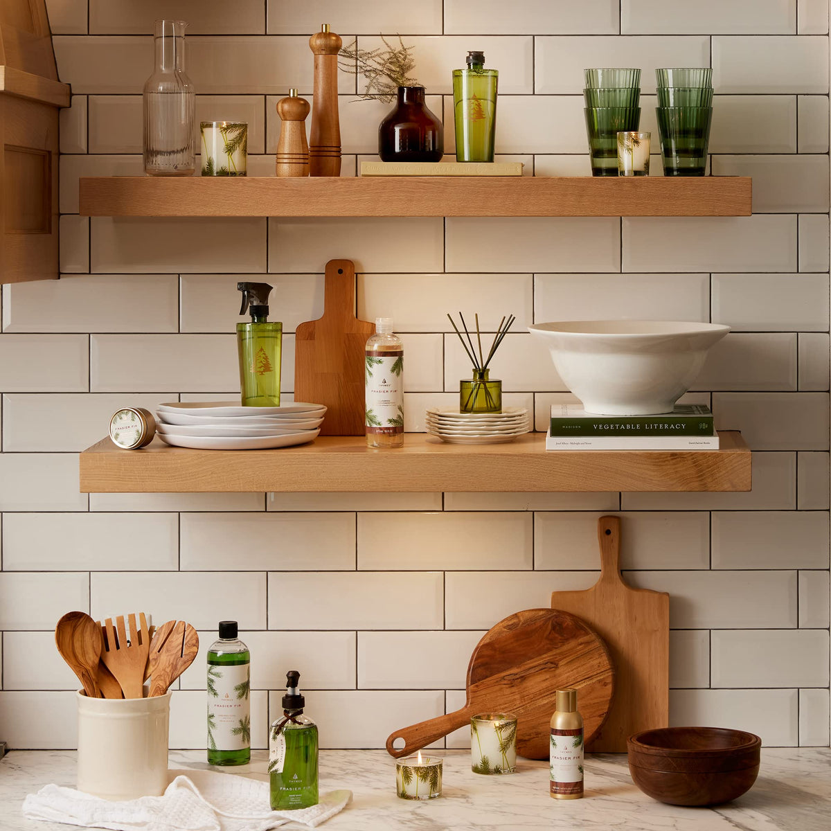 Thymes Frasier Fir ingredient label close-up highlighting plant-forward formula benefit