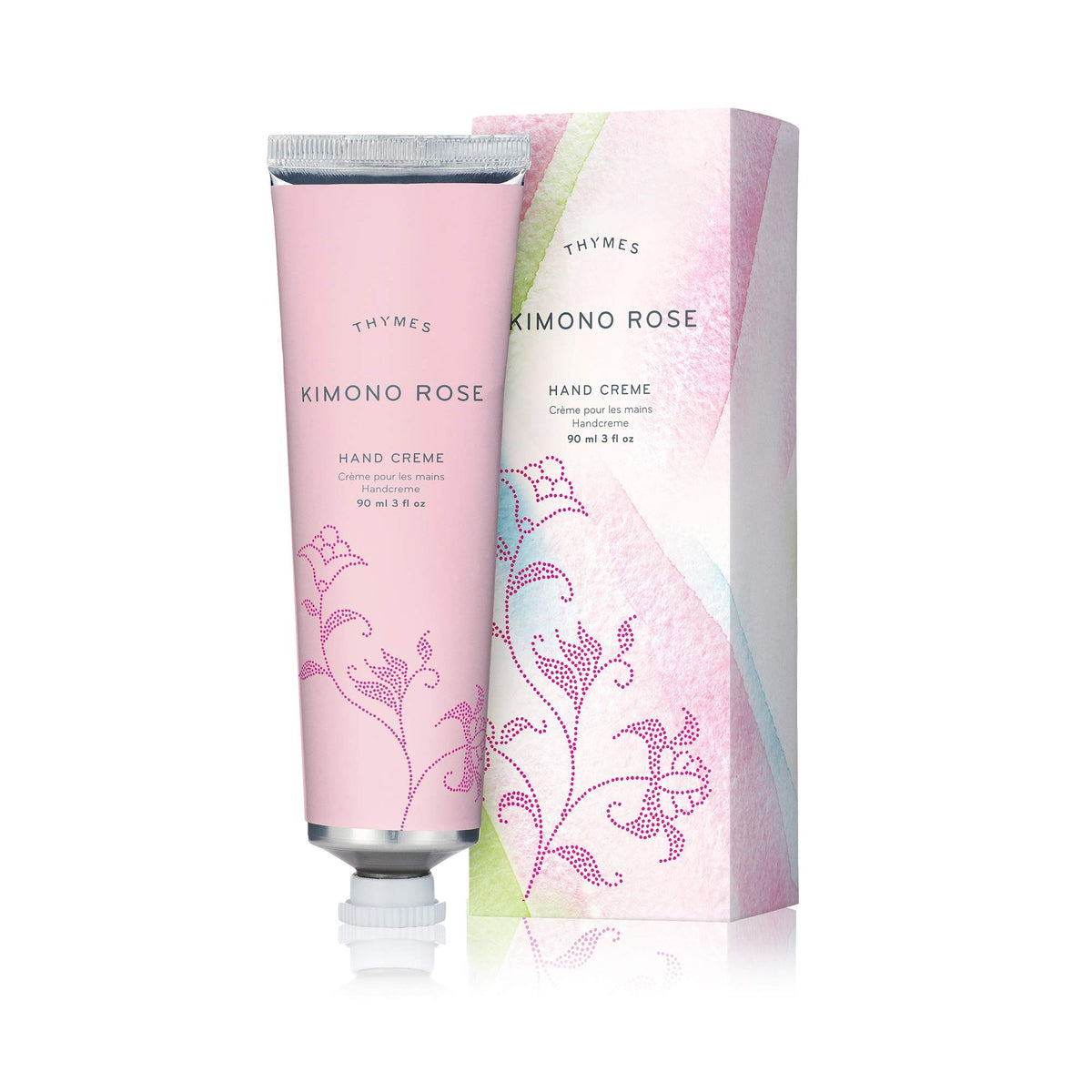 Thymes Kimono Rose front packaging showing elegant tube and scent branding