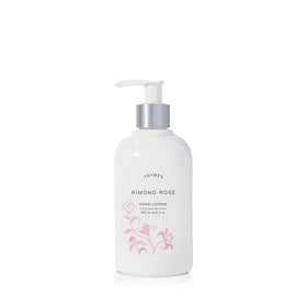 Thymes Kimono Rose front tube showing elegant label and size for gifting