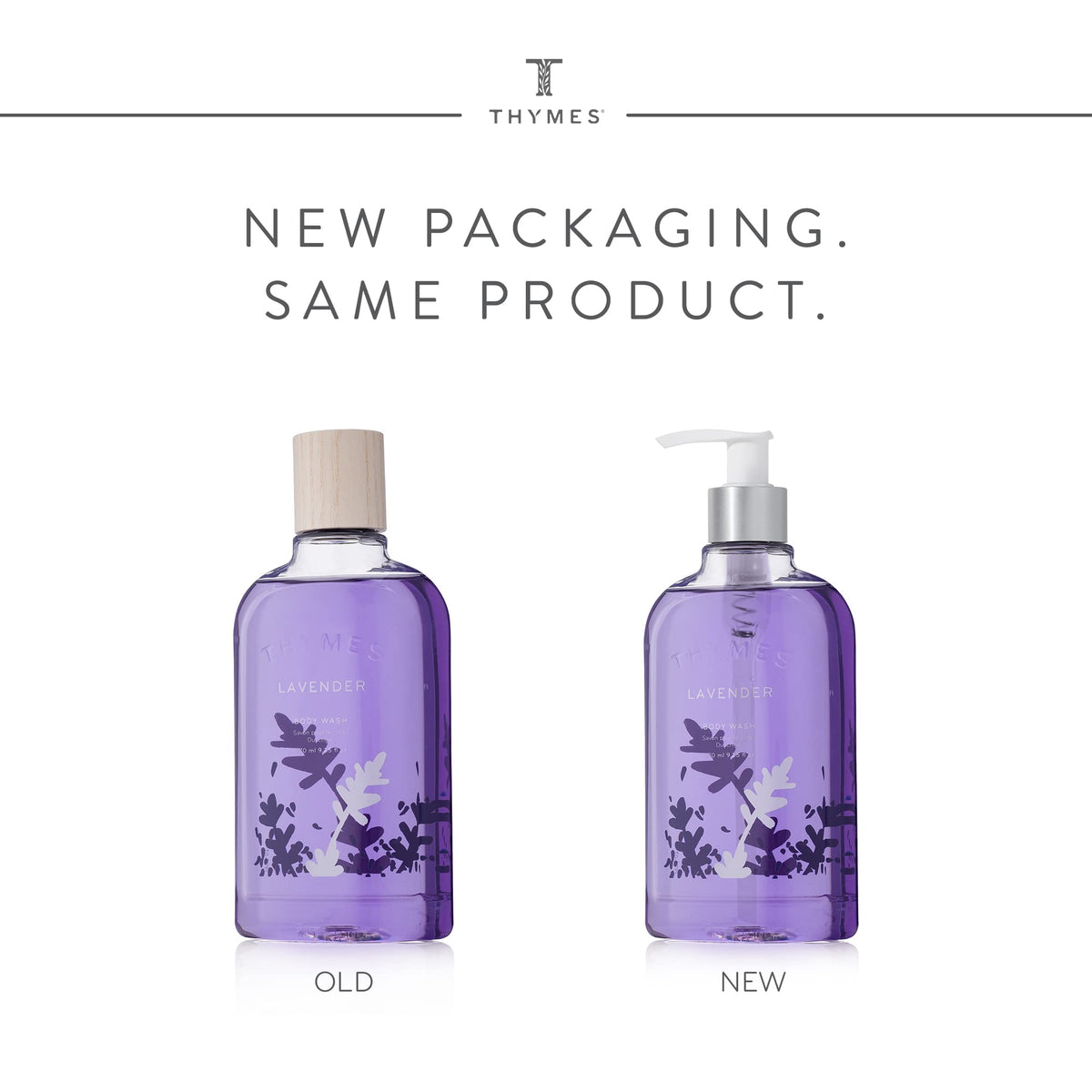 Thymes close-up pump detail for easy dispensing and no-mess use benefit