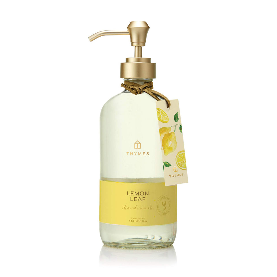 Thymes front packaging showing Lemon Leaf bottle for bright fragrance benefit