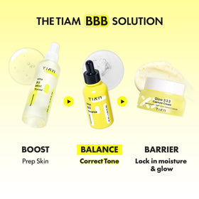 TIA'M bottle on bathroom shelf with plant conveying daily-use lifestyle appeal