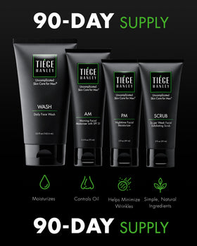 Tiege Hanley AM moisturizer label showing SPF 20 for daytime hydration and protection