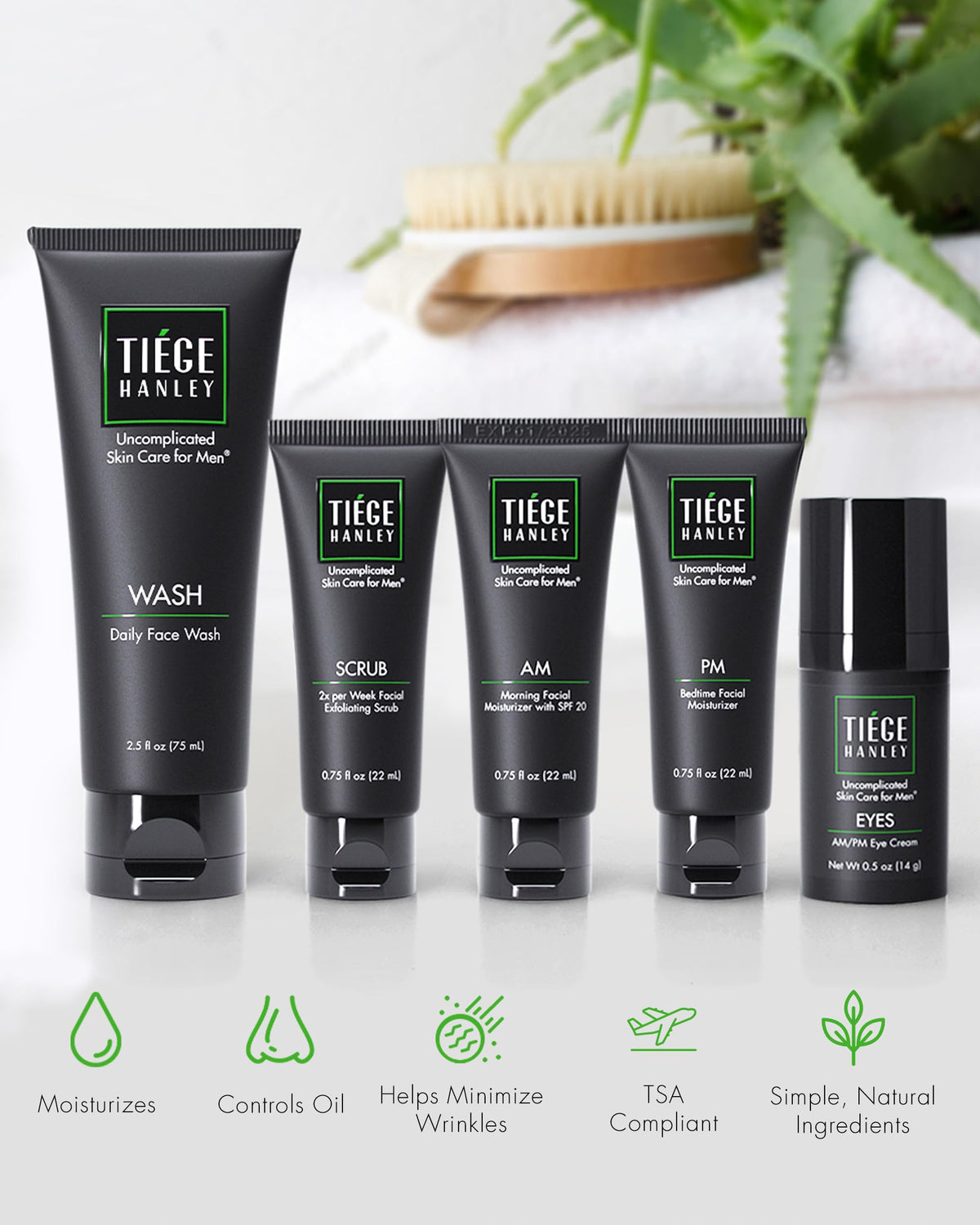 Tiege Hanley AM and PM moisturizers side by side for day and night hydration