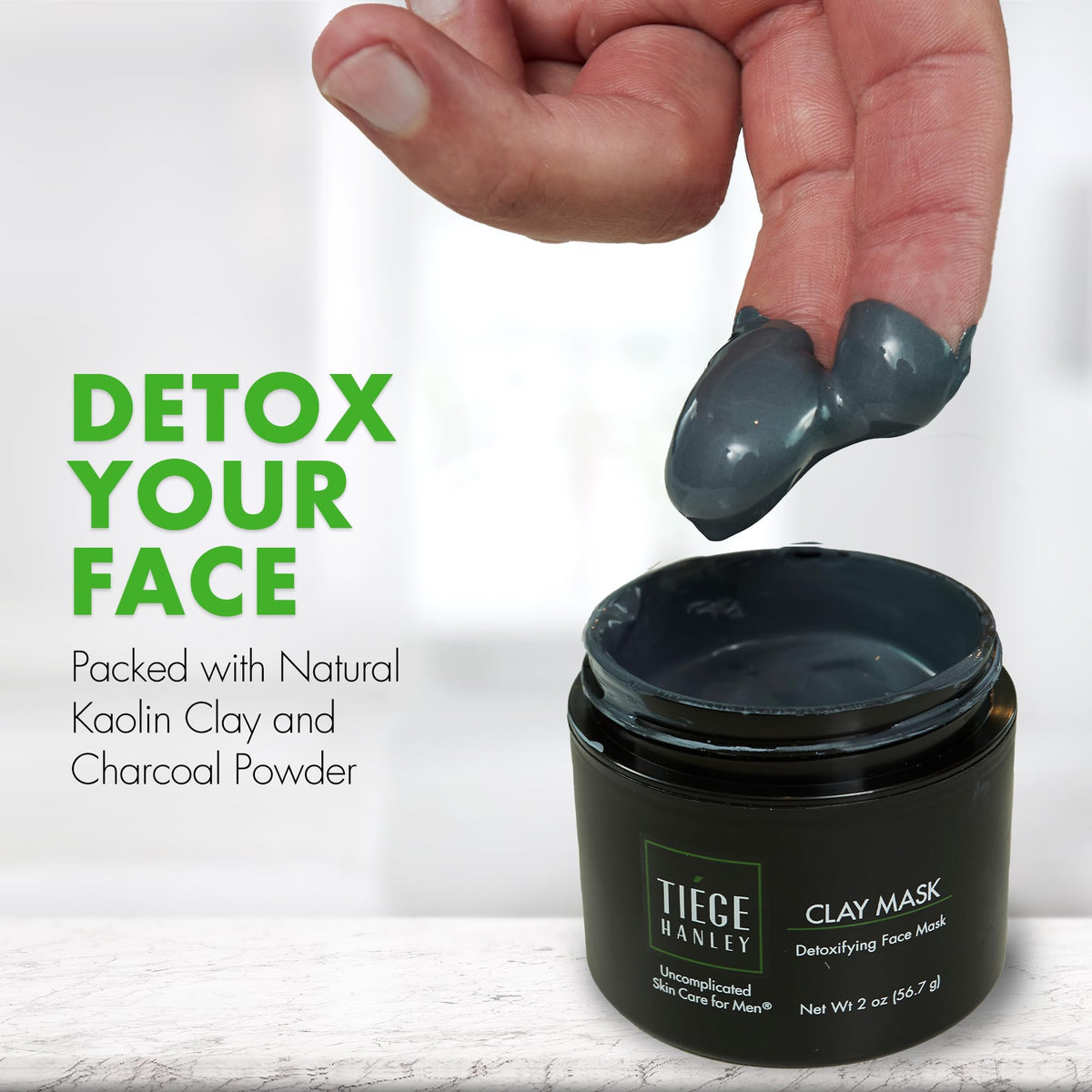 Tiege Hanley mask being applied on a man's face to demonstrate ease of use benefit