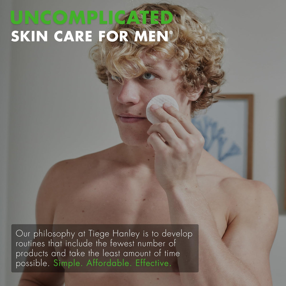 Tiege Hanley pads on bathroom counter in lifestyle setting showing routine-ready convenience