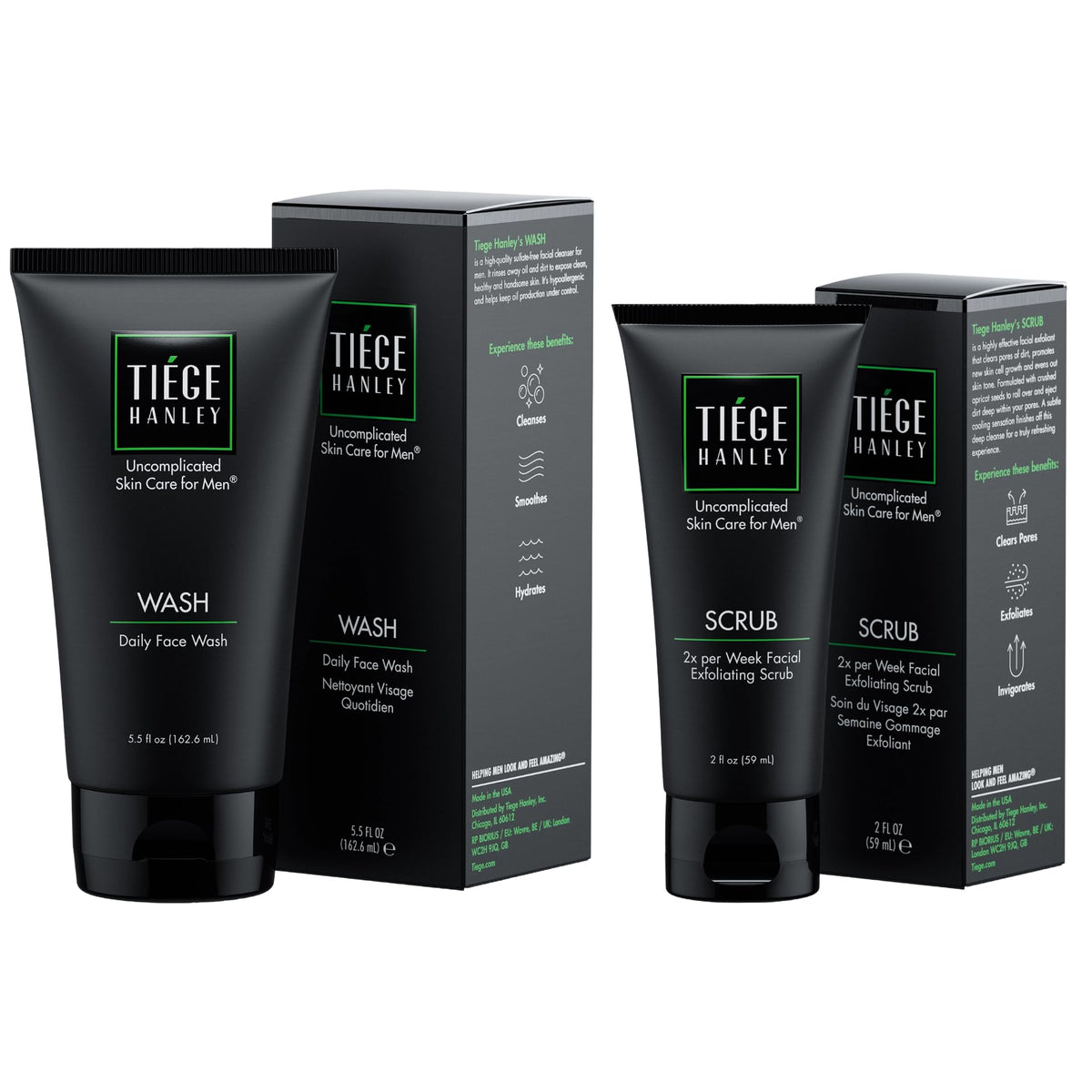 Tiege Hanley bundle front packaging showing both products and clean design benefit