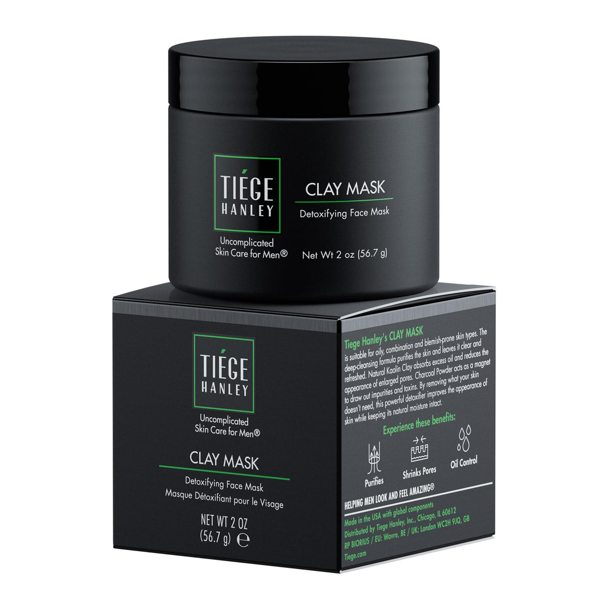 Tiege Hanley front packaging showing label and 2 oz jar, clear product identity