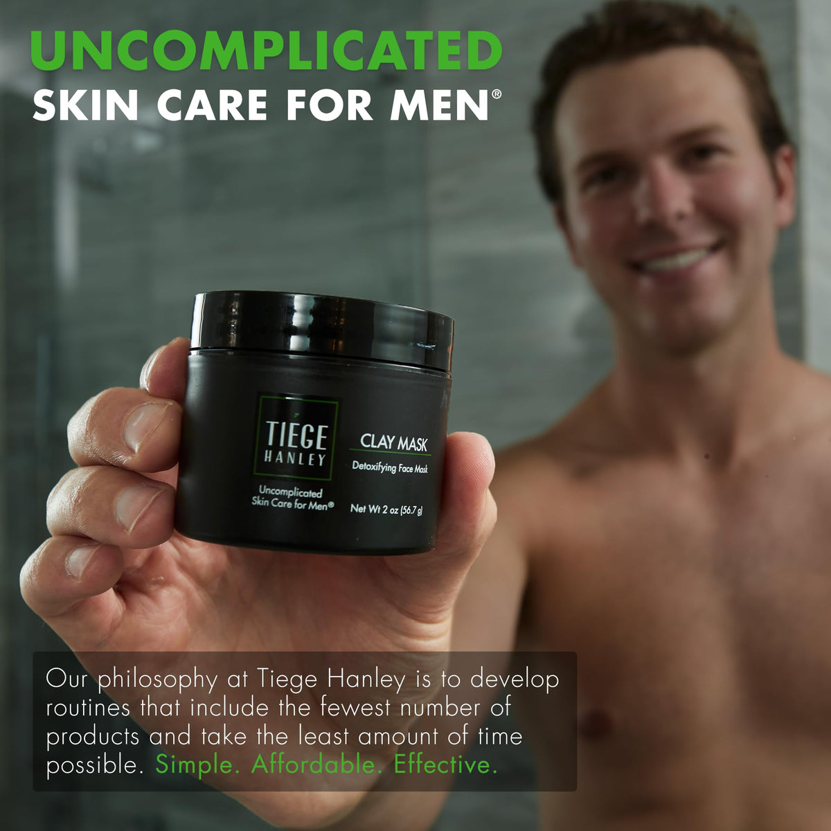 Tiege Hanley jar on bathroom shelf in routine setting to show everyday convenience
