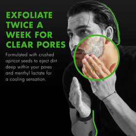 Tiege Hanley dispensing product to show creamy scrub consistency and easy application
