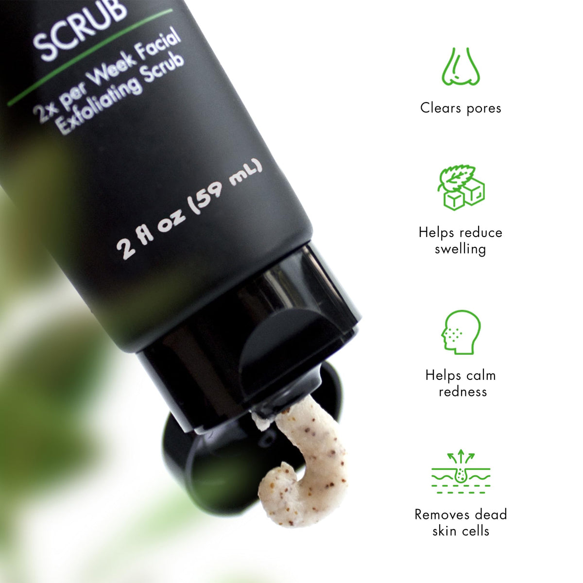 Tiege Hanley scrub lathered in hand demonstrating use and quick skin refresh