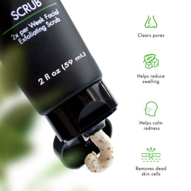 Tiege Hanley scrub lathered in hand demonstrating use and quick skin refresh