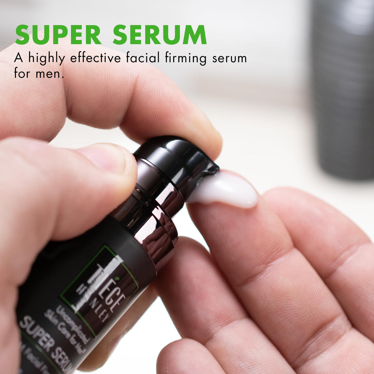 Tiege Hanley dropper dispensing serum demonstrating easy controlled application benefit