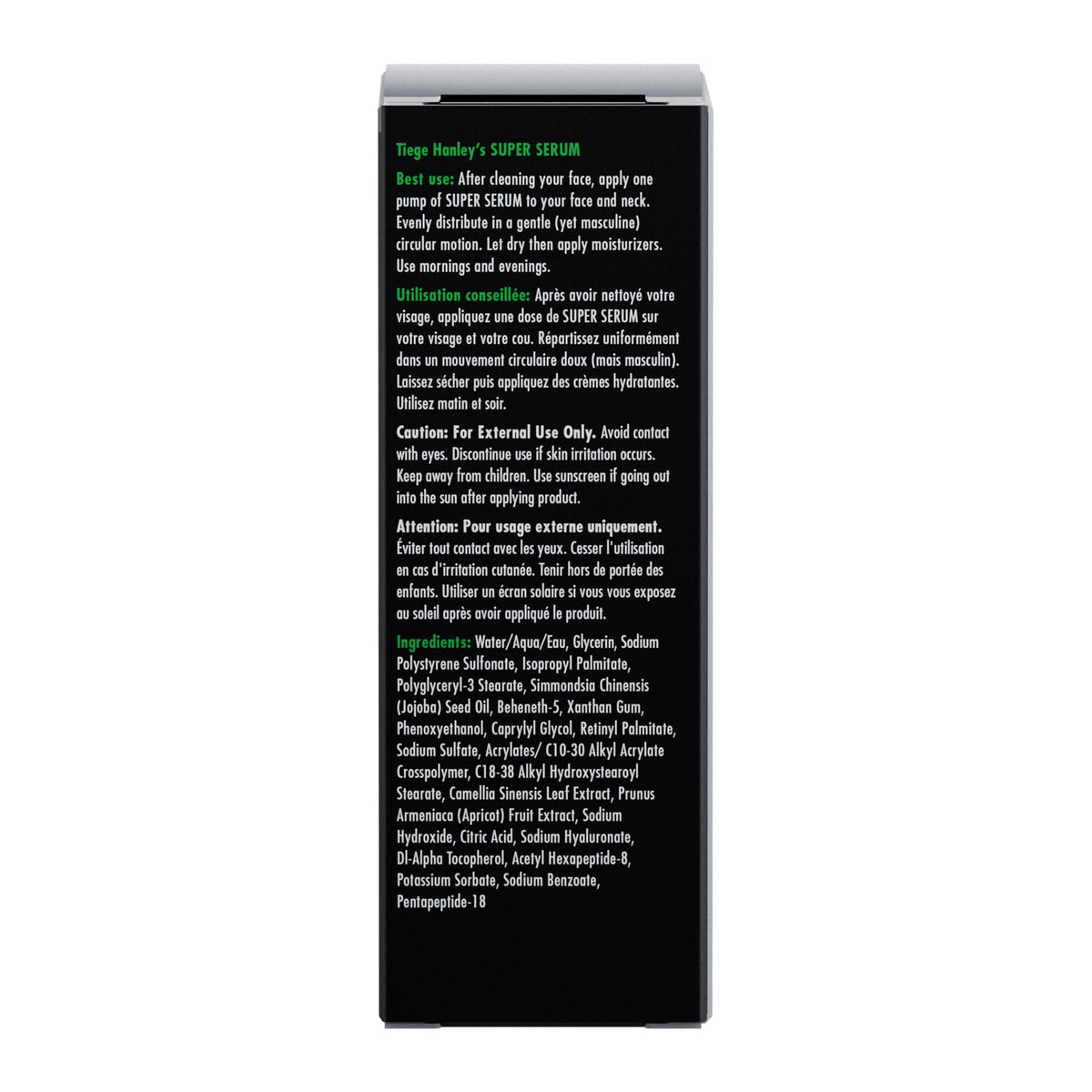 Tiege Hanley serum texture on fingertip highlighting smooth absorption and lightweight feel