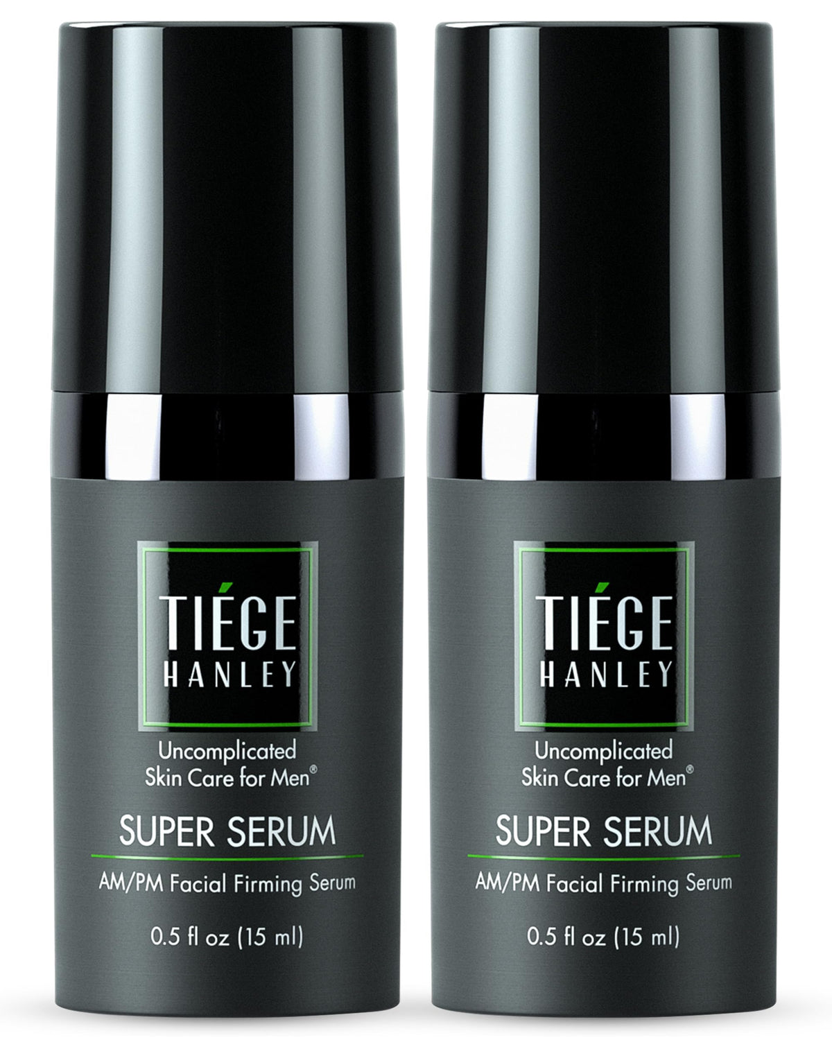 Tiege Hanley front packaging showing sleek bottle and branding benefit: professional appearance