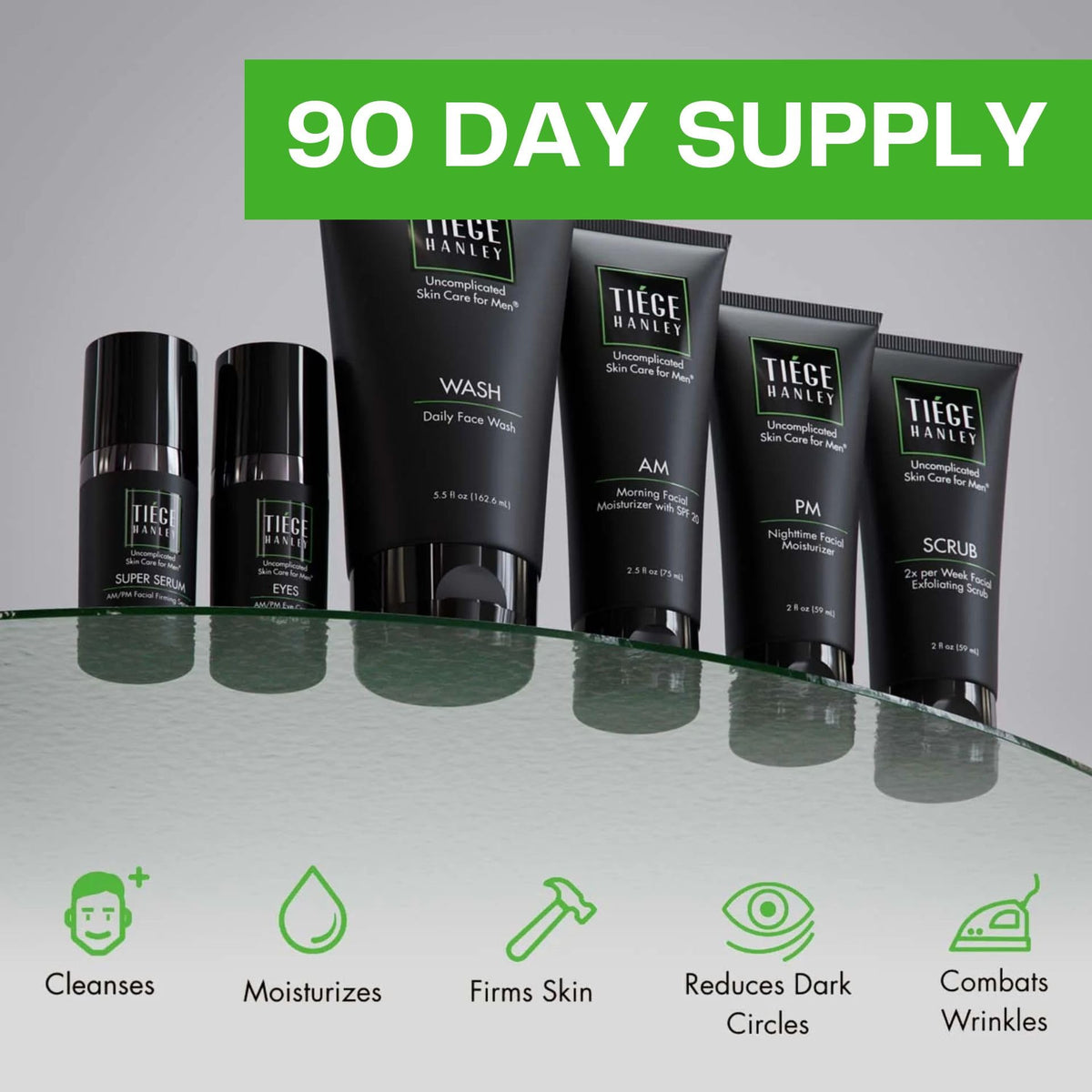 Tiege Hanley all contents laid out for size comparison and complete 90 day supply
