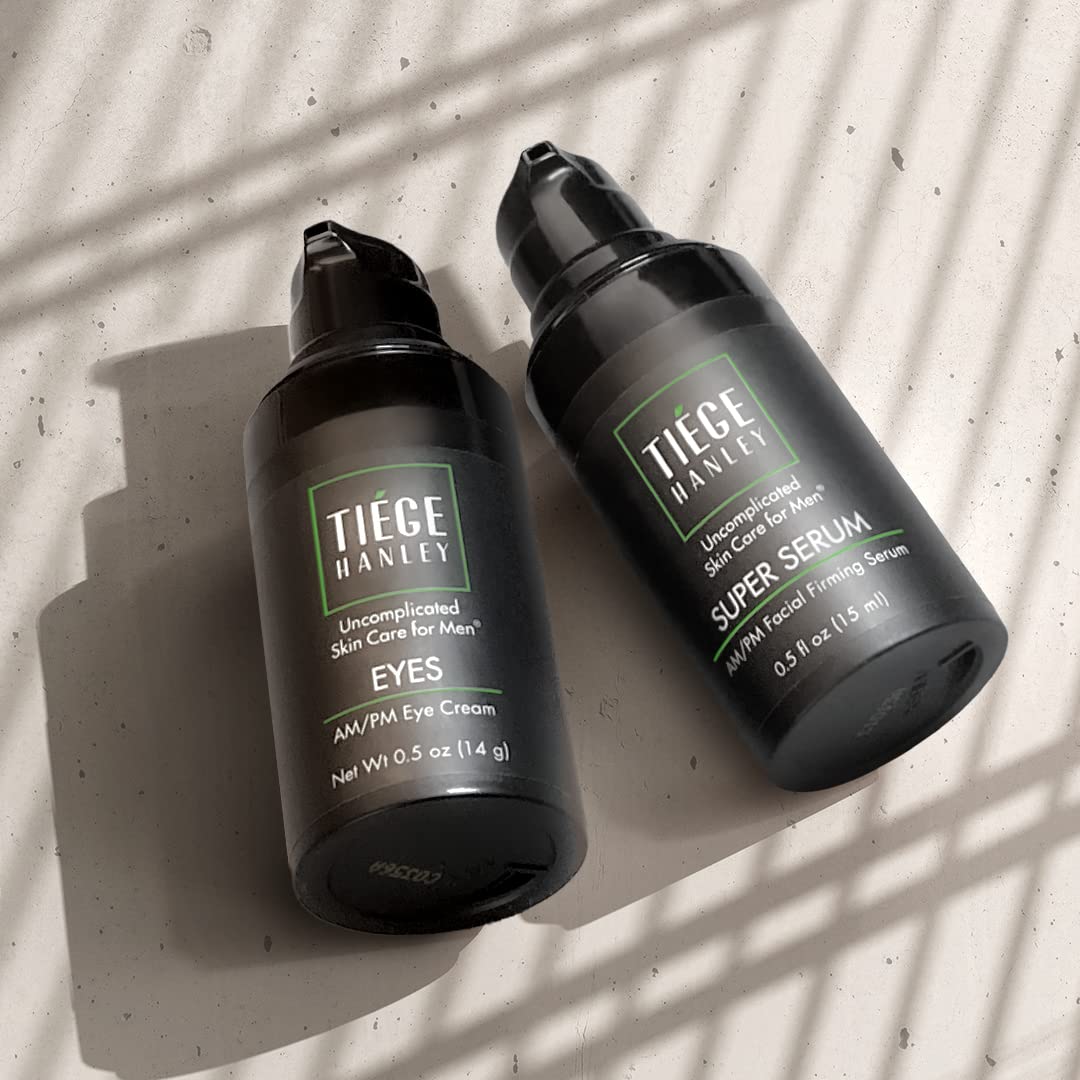Tiege Hanley SUPER SERUM drop from dispenser highlighting concentrated hydration benefit