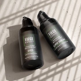 Tiege Hanley SUPER SERUM drop from dispenser highlighting concentrated hydration benefit