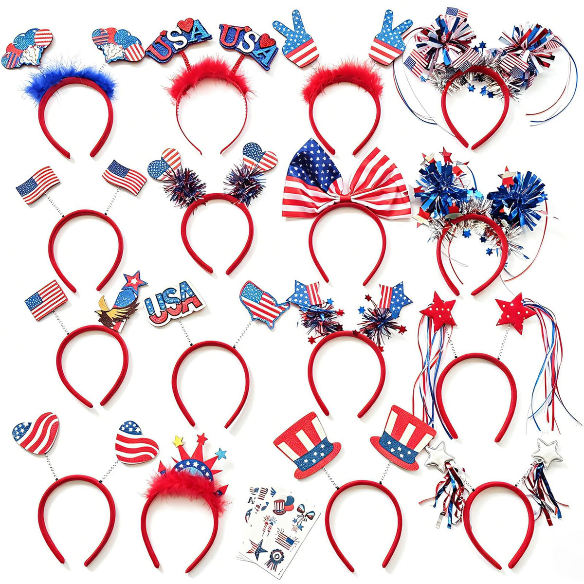 Tifwsea front packaging showing 16-pack headbands and 4 tattoos, great for group events
