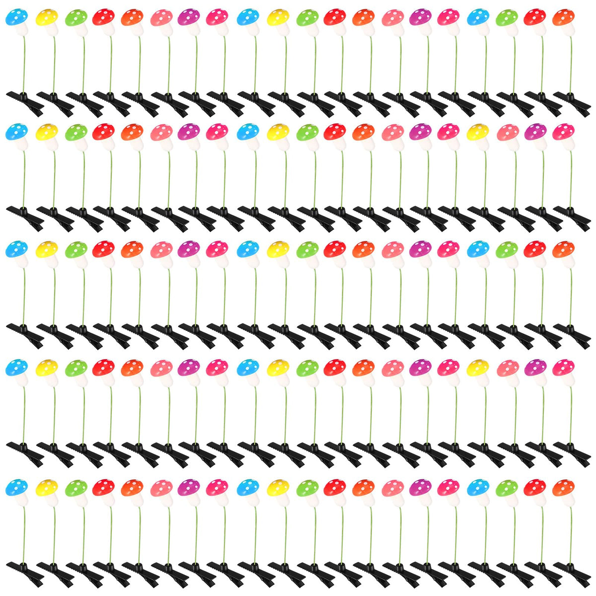 Tigeen front packaging showing 100 mushroom hair clips and colorful assortment benefit