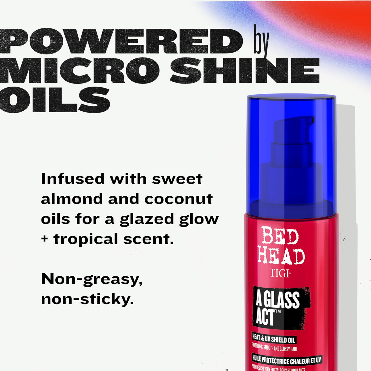 TIGI Bed Head on dry styled hair showing glossy frizz-free finish