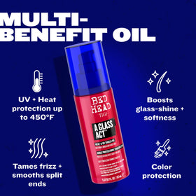 TIGI Bed Head oil texture on palm demonstrating lightweight absorption