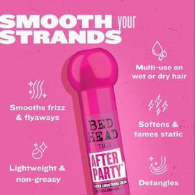 TIGI Bed Head application on damp hair showing reduced frizz and faster drying