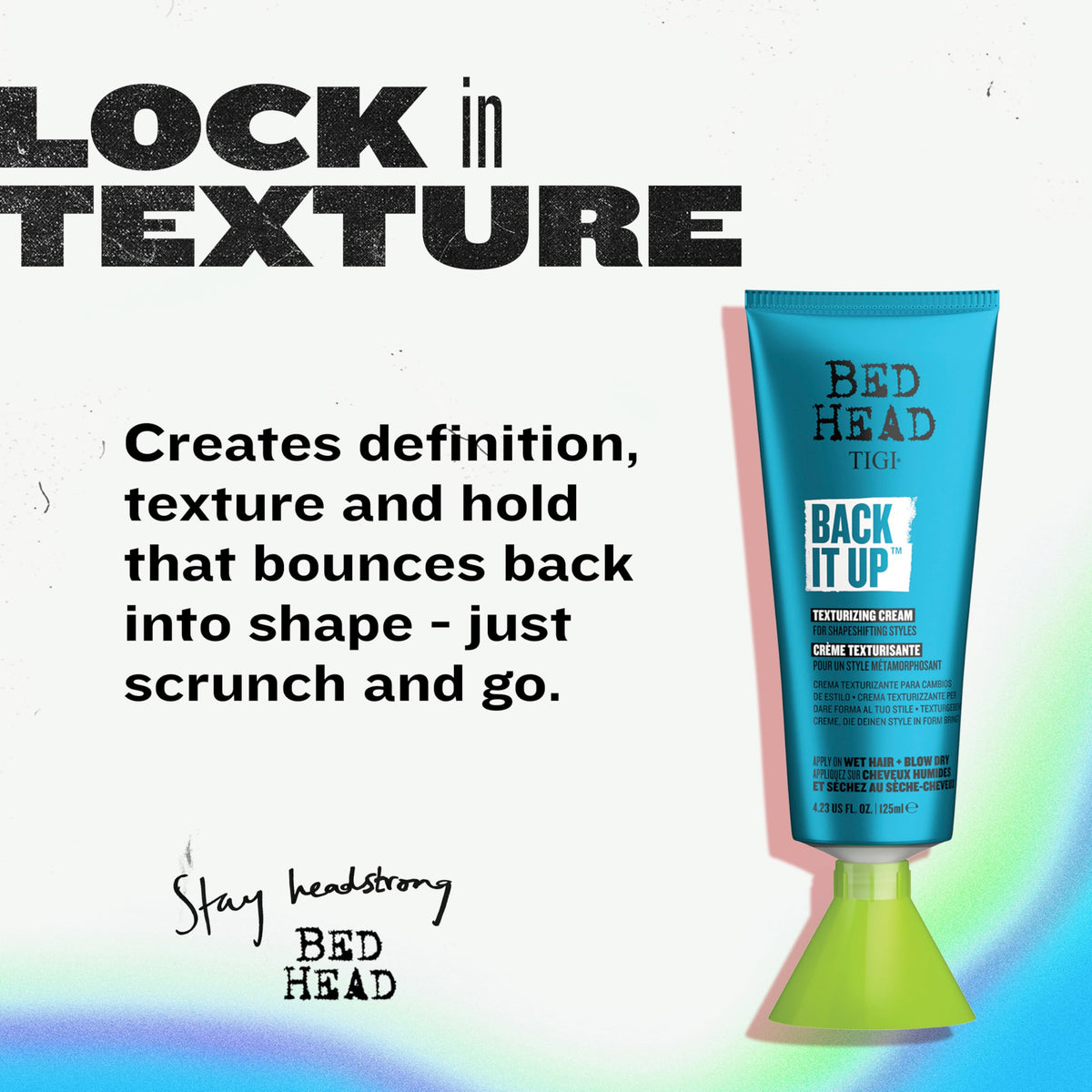 TIGI Bed Head close-up of cream texture highlighting lightweight spreadability
