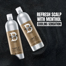 TIGI Bed Head in-shower use on hair showing menthol refresh and scalp activation