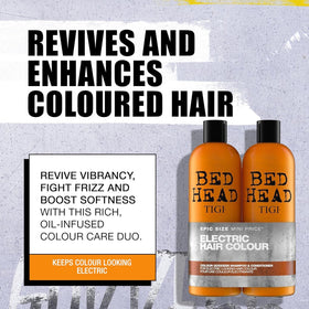 TIGI Bed Head back label highlighting ingredients and usage benefits