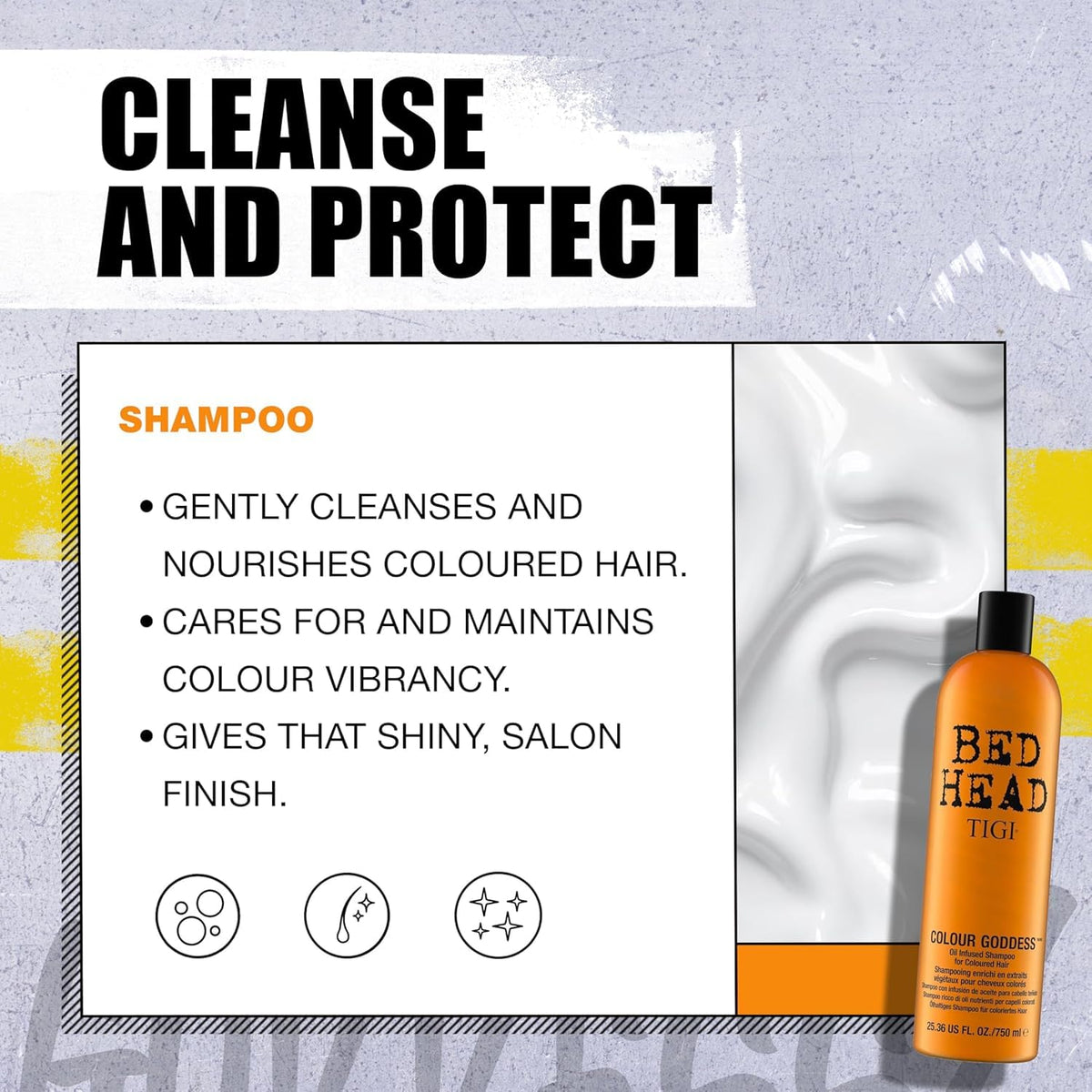 TIGI Bed Head close-up texture showing creamy oil-infused formula benefit