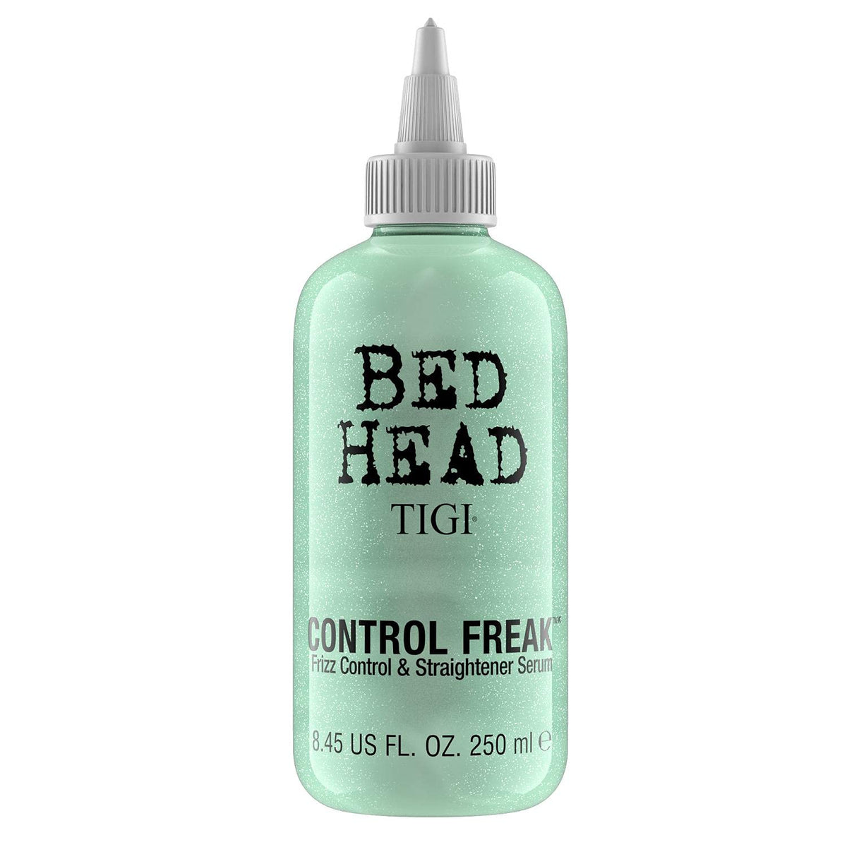 TIGI Bed Head front bottle view showing label and benefit of frizz control