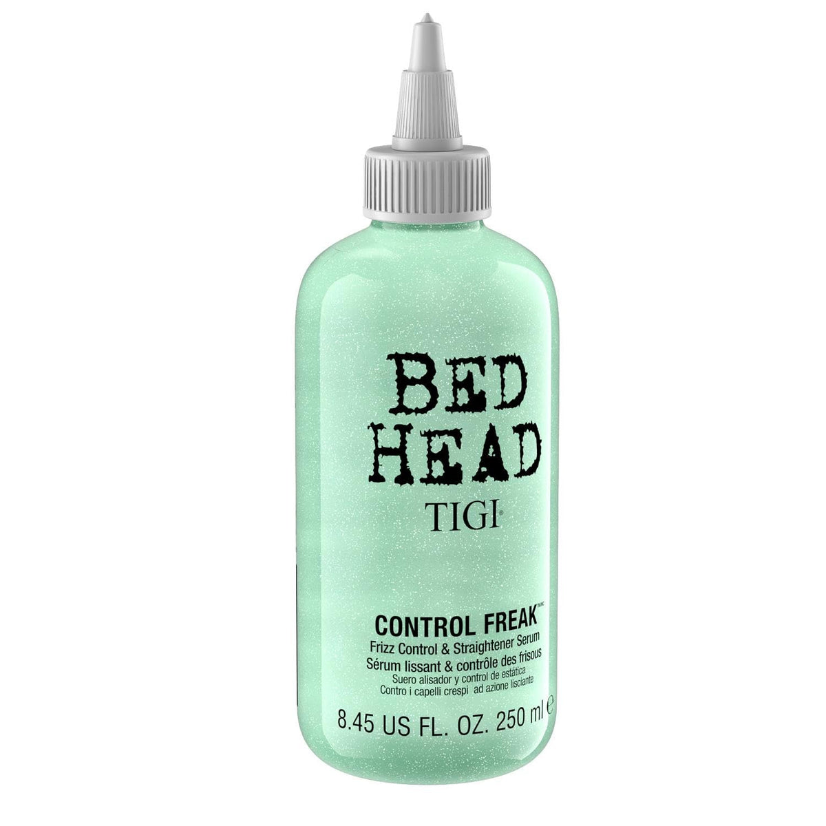 TIGI Bed Head pump close-up highlighting easy dispensing and precise use