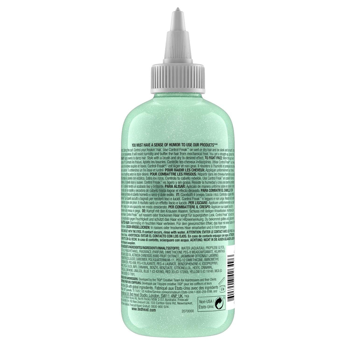 TIGI Bed Head serum texture on hand showing lightweight, non-oily finish