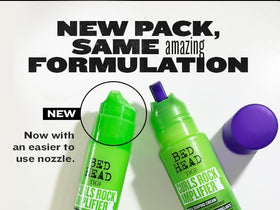 TIGI Bed Head label and dispenser detail for easy application