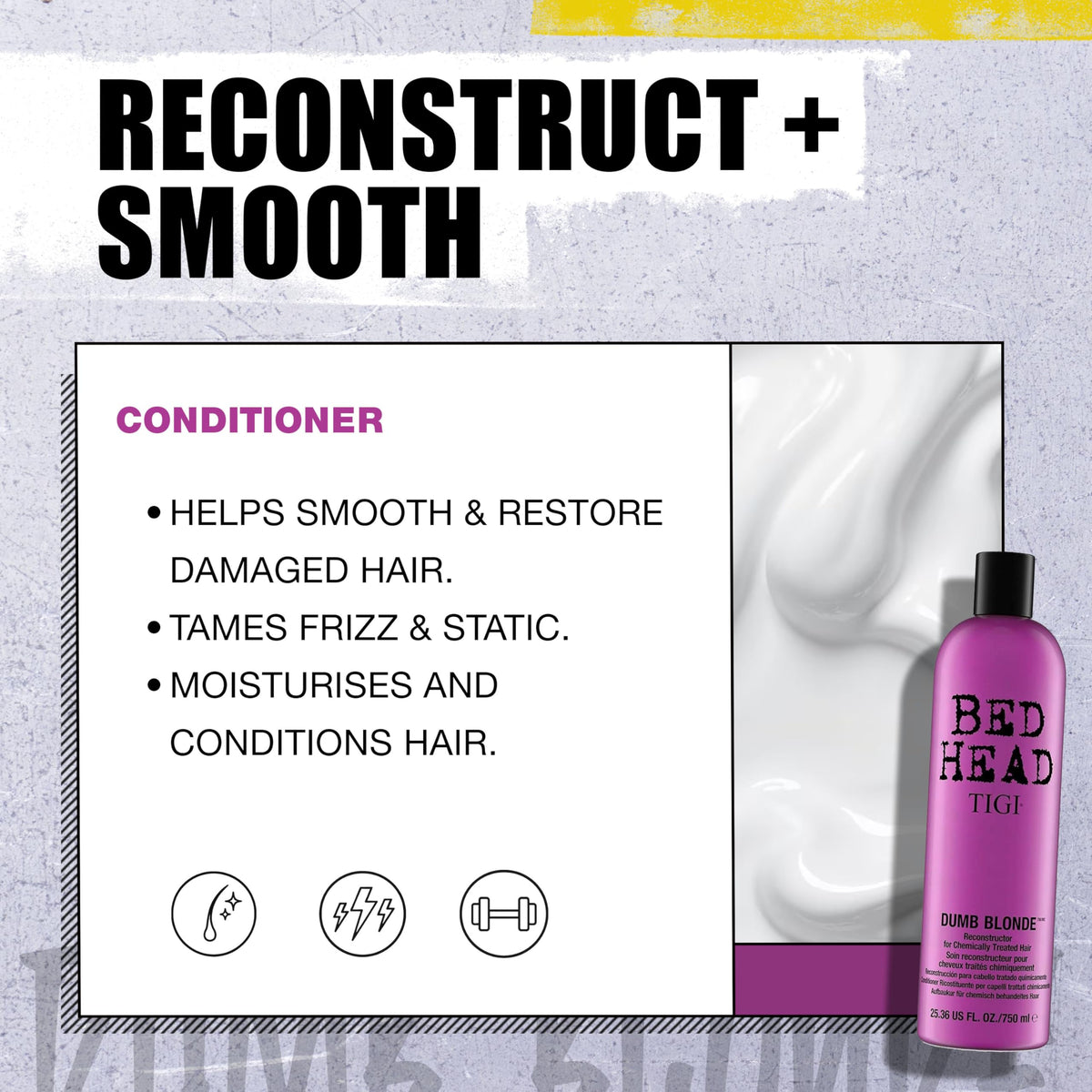 TIGI Bed Head conditioner being applied to mid-lengths for reconstruction