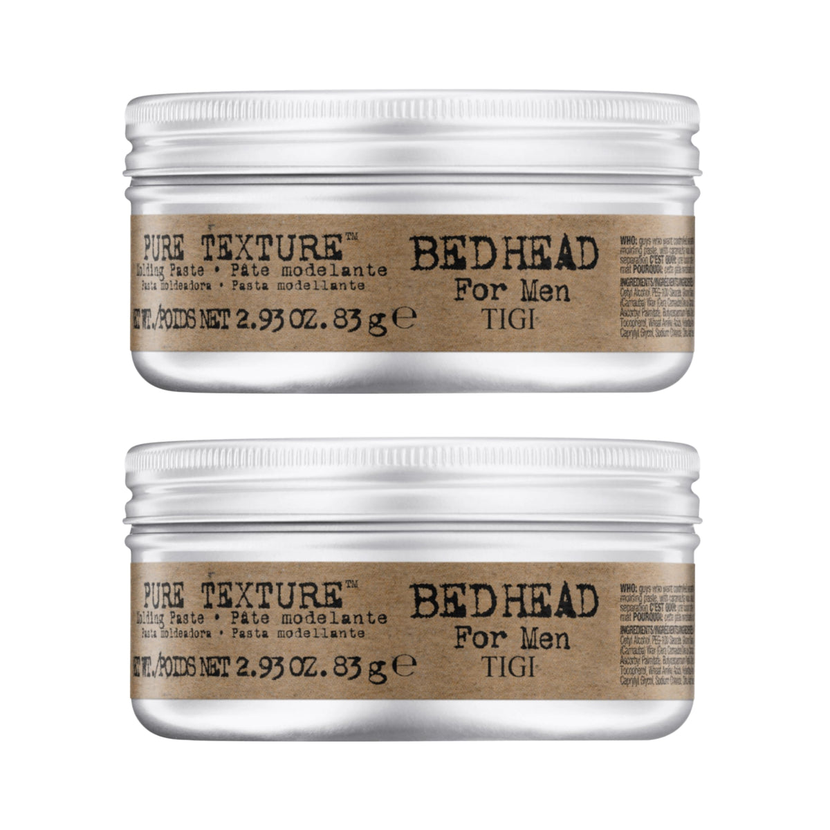 TIGI Bed Head front packaging showing two jars and clear product identity