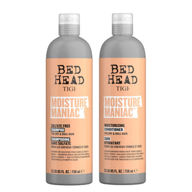 TIGI Bed Head front packaging showing dual 25.36 fl oz bottles and benefits