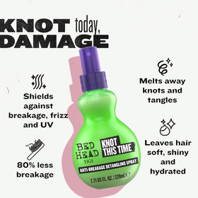 TIGI Bed Head applied to damp hair showing easier detangling and prepping
