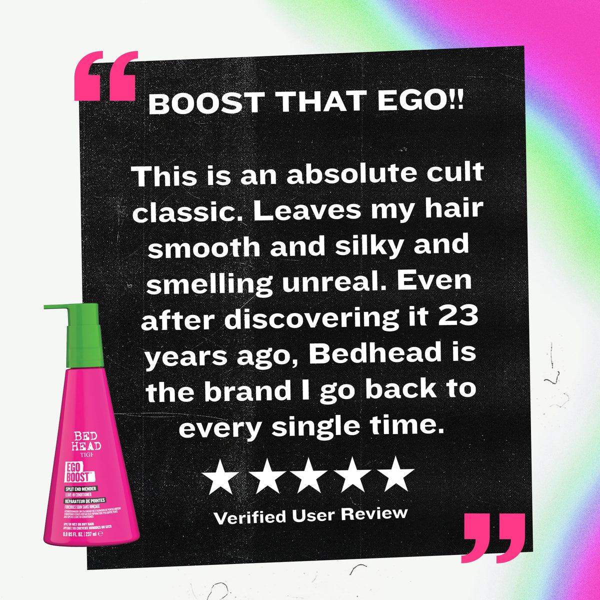 TIGI Bed Head lifestyle bathroom vanity photo showing salon-ready results