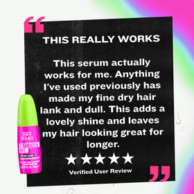 TIGI Bed Head on bathroom vanity in lifestyle scene suggesting salon results at home convenience