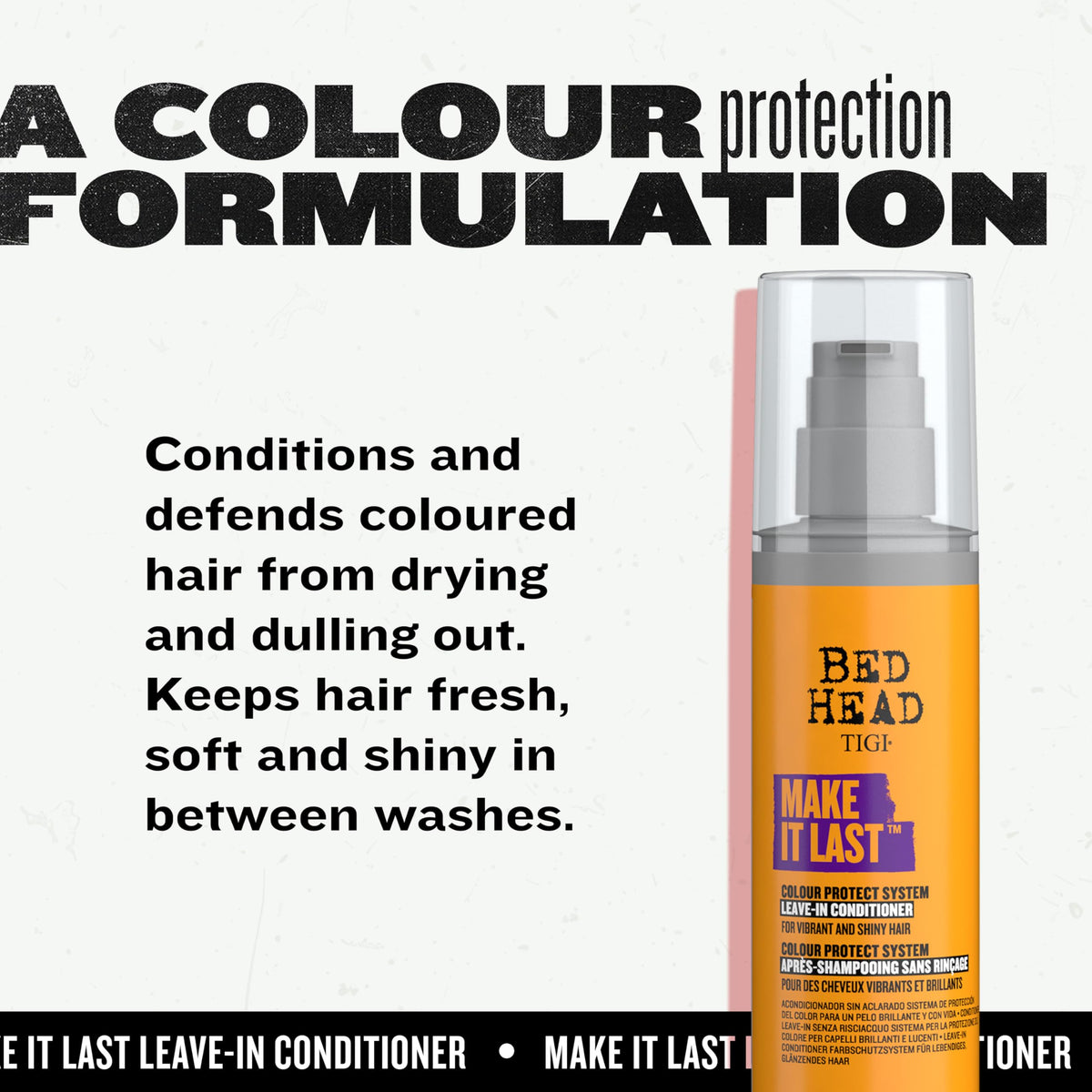 TIGI Bed Head bottle in hand to show size and easy everyday handling benefit