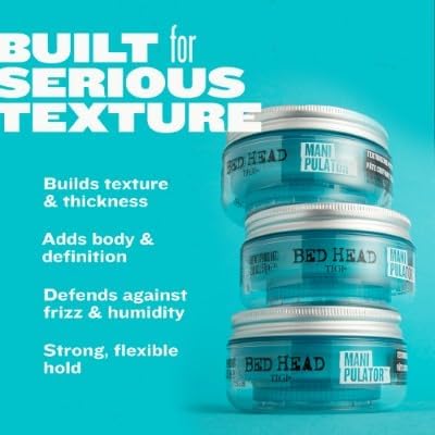 TIGI Bed Head hands applying putty to show easy warming and even distribution