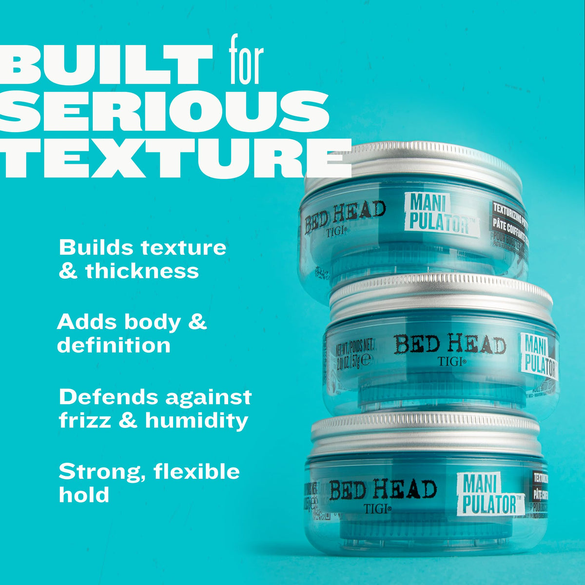 TIGI Bed Head being applied to short hair, demonstrates definition and control