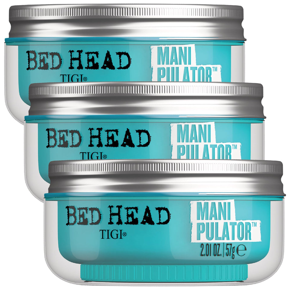 TIGI Bed Head front packaging showing three travel-sized jars for easy styling