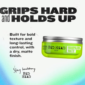 TIGI Bed Head close-up paste texture highlighting matte, non-greasy finish