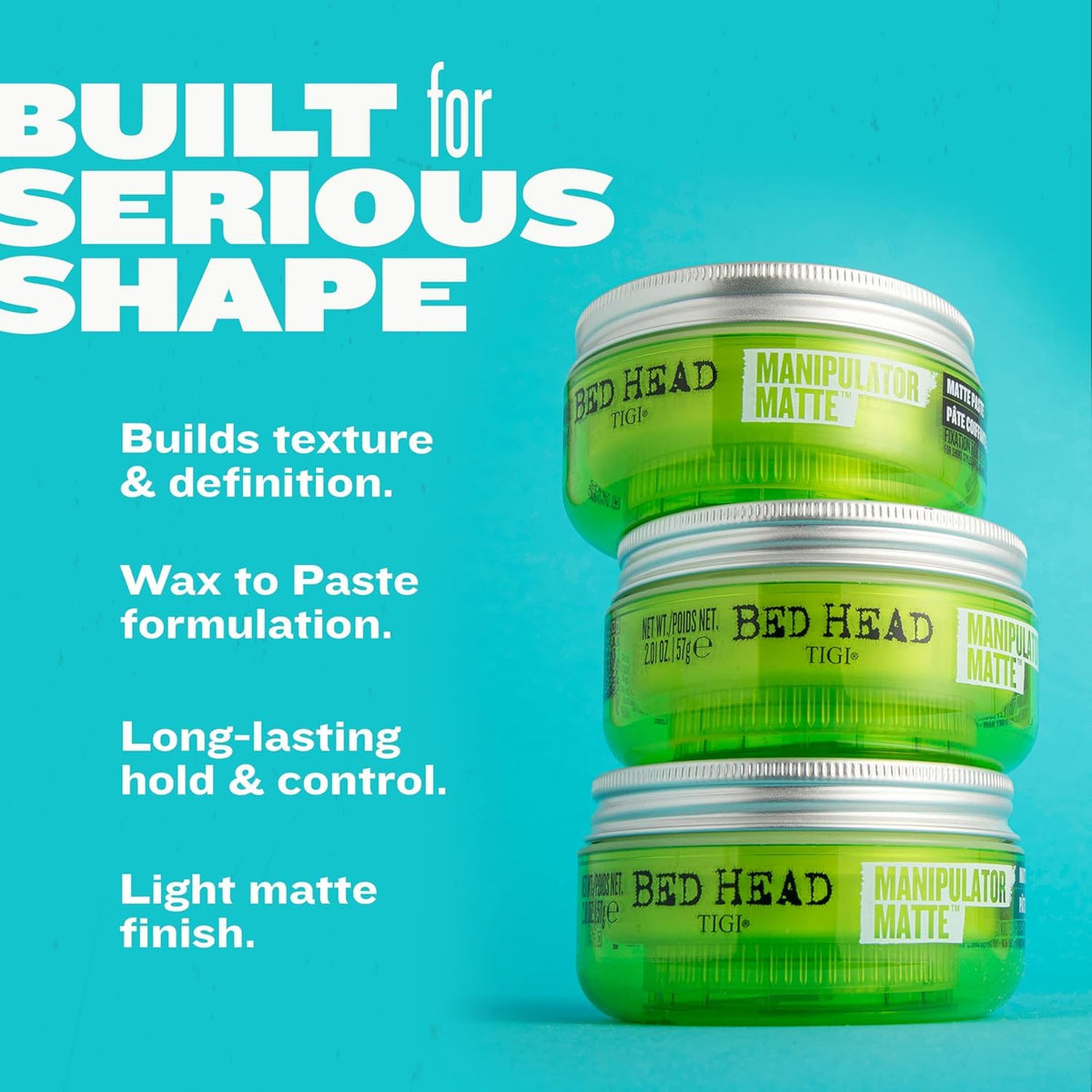 TIGI Bed Head paste warmed in palms demonstrating easy activation and spreadability