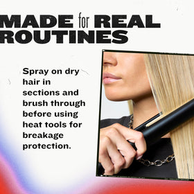 TIGI Bed Head mist applied to dry hair demonstrating protection and easy restyling
